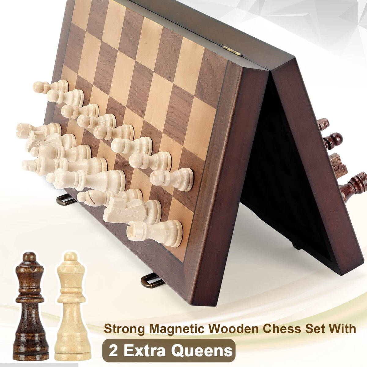Magnetic Folding Chess Set – 15" Wooden Board, Tournament Ready