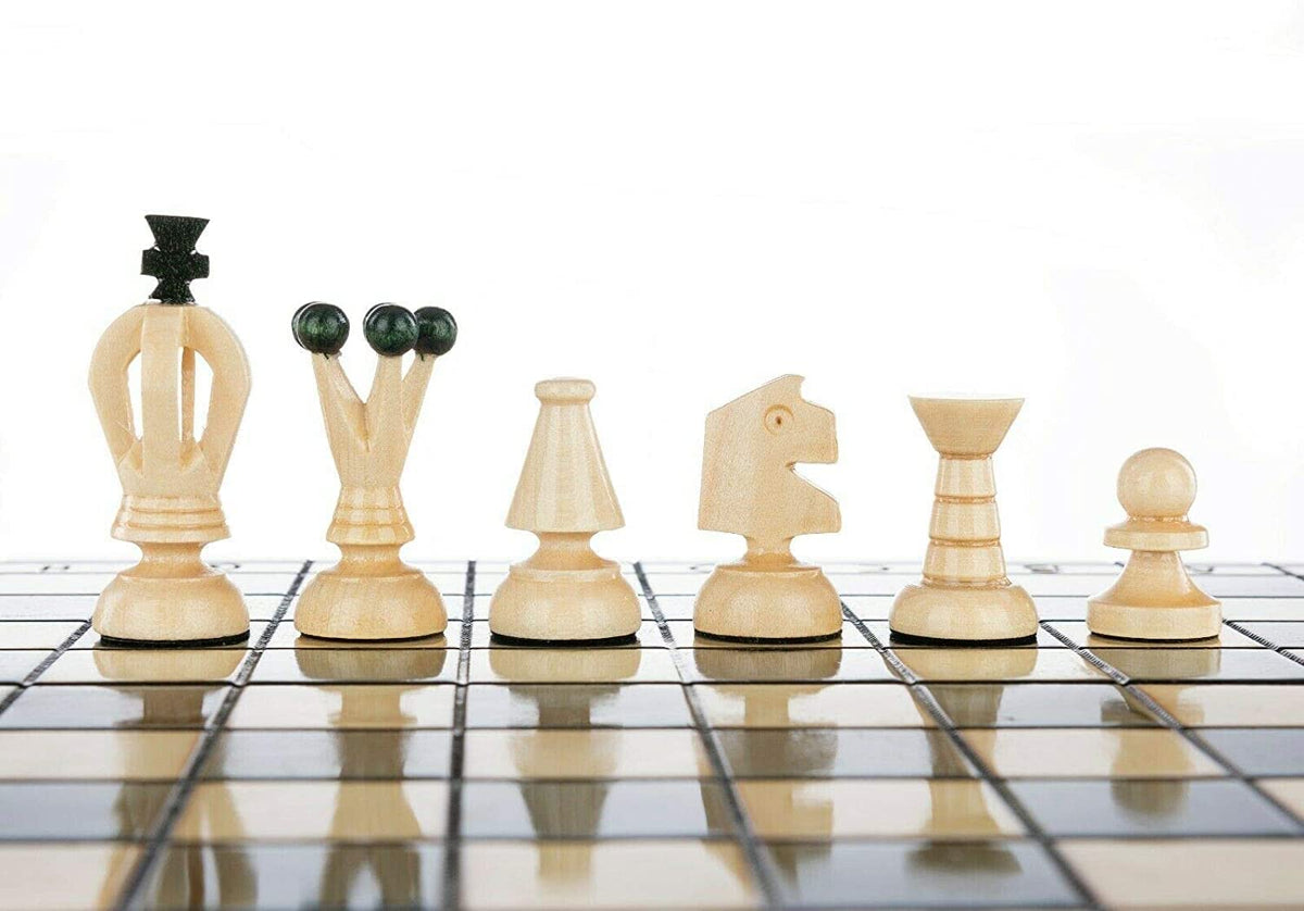 Handcrafted Wooden Chess Set – 12.5" Green Board