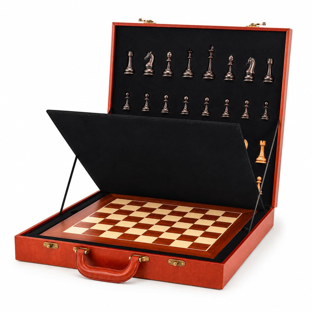 Luxury Wooden Chess Set with Leather Case – 17" Handcrafted Staunton