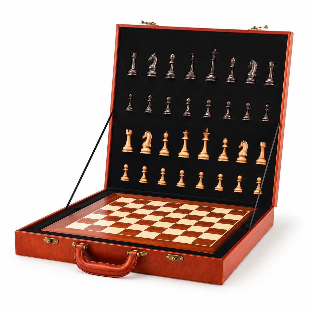 Luxury Wooden Chess Set with Leather Case – 17" Handcrafted Staunton