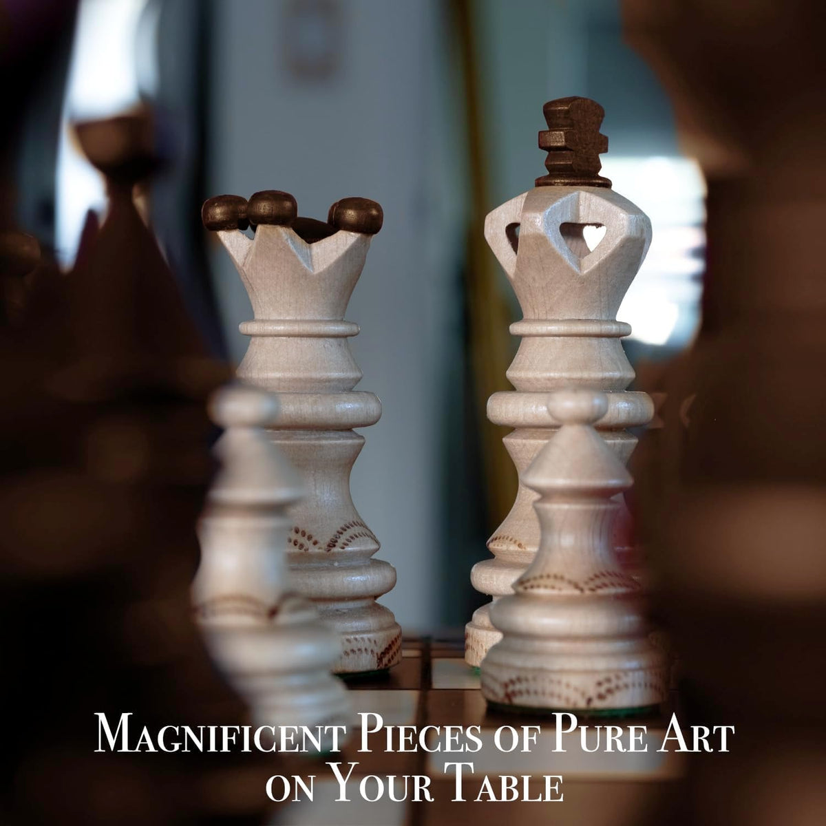 Imperator Folding Chess Set – 21" Beech & Birch Wood