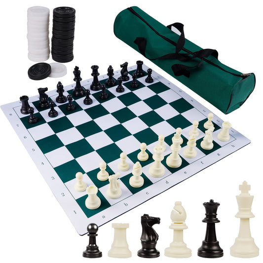 2-in-1 Chess & Checkers Set – 20" Portable Folding Board