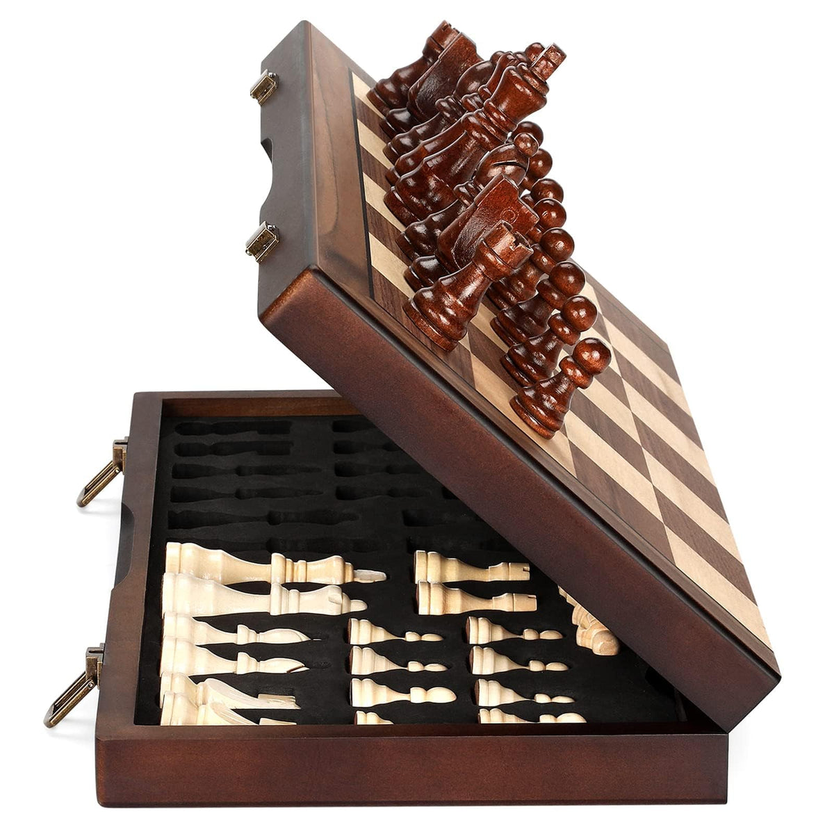 Magnetic Folding Chess Set – 15" Wooden Board, Tournament Ready