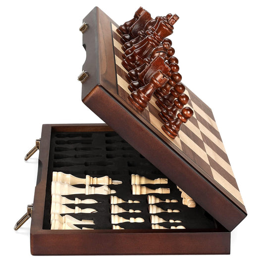 Magnetic Folding Chess Set – 15" Wooden Board, Tournament Ready
