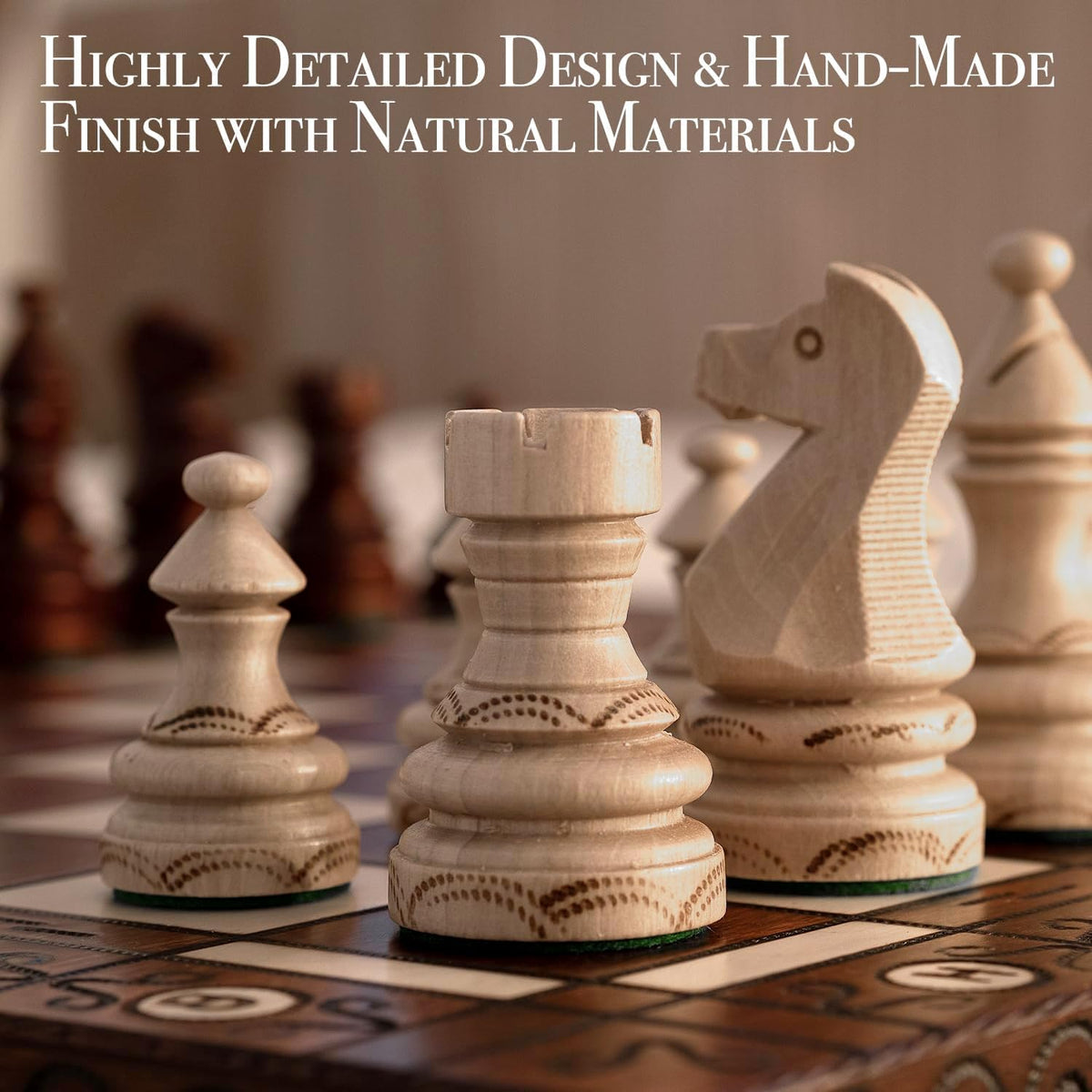 Imperator Folding Chess Set – 21" Beech & Birch Wood