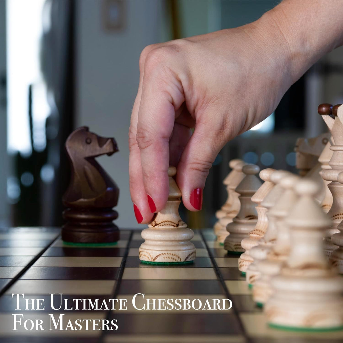 Imperator Folding Chess Set – 21" Beech & Birch Wood