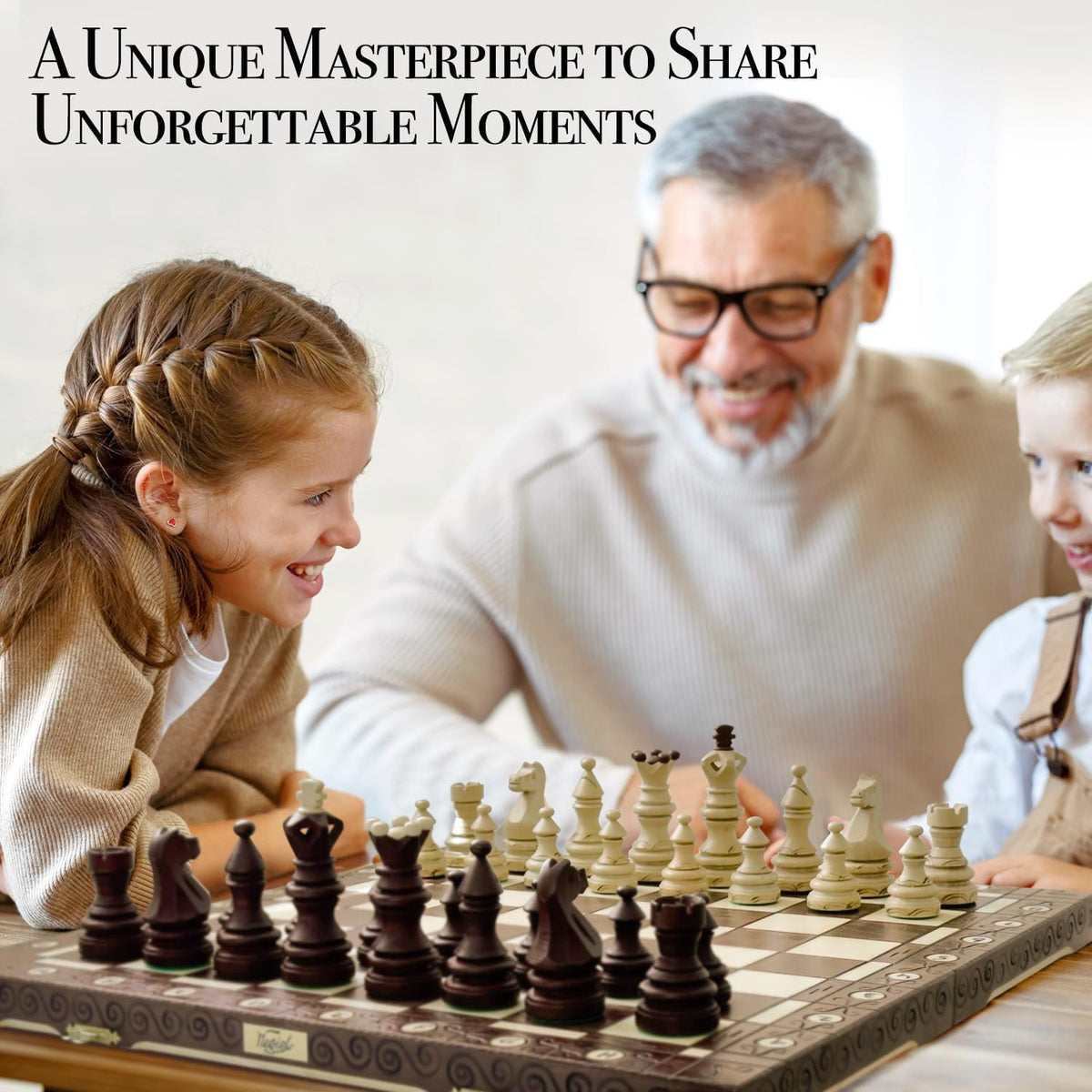 Imperator Folding Chess Set – 21" Beech & Birch Wood