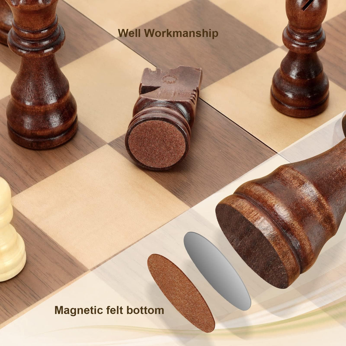 Magnetic Folding Chess Set – 15" Wooden Board, Tournament Ready