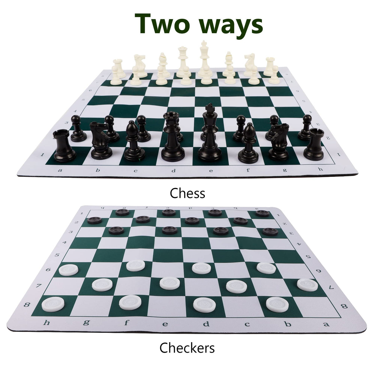 2-in-1 Chess & Checkers Set – 20" Portable Folding Board