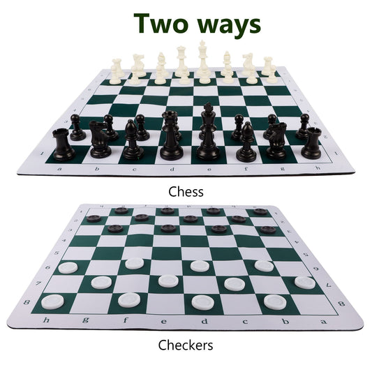2-in-1 Chess & Checkers Set – 20" Portable Folding Board