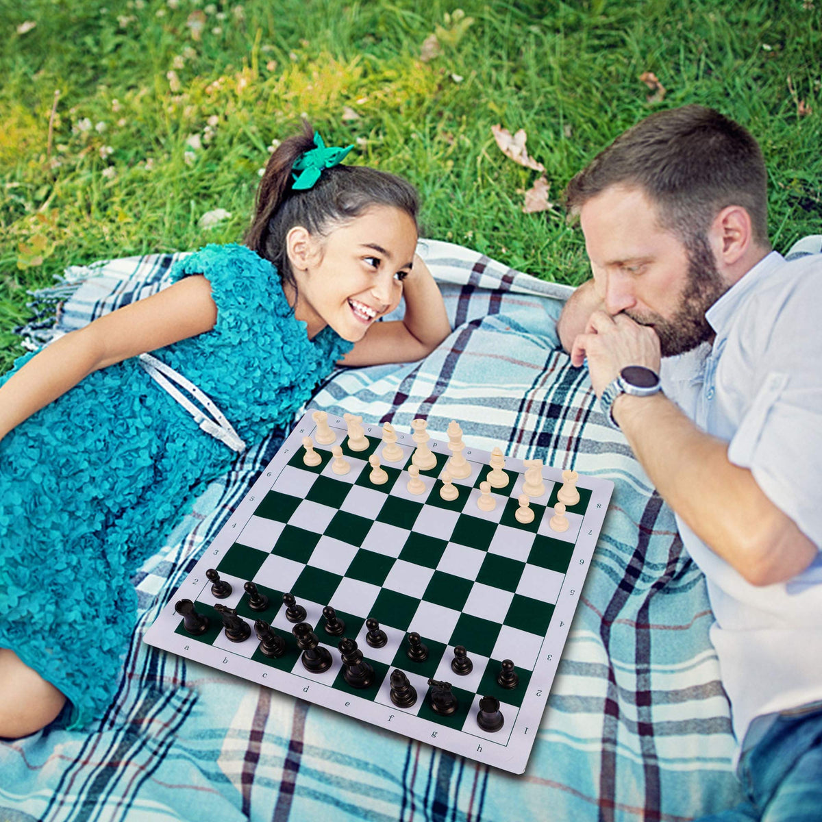2-in-1 Chess & Checkers Set – 20" Portable Folding Board