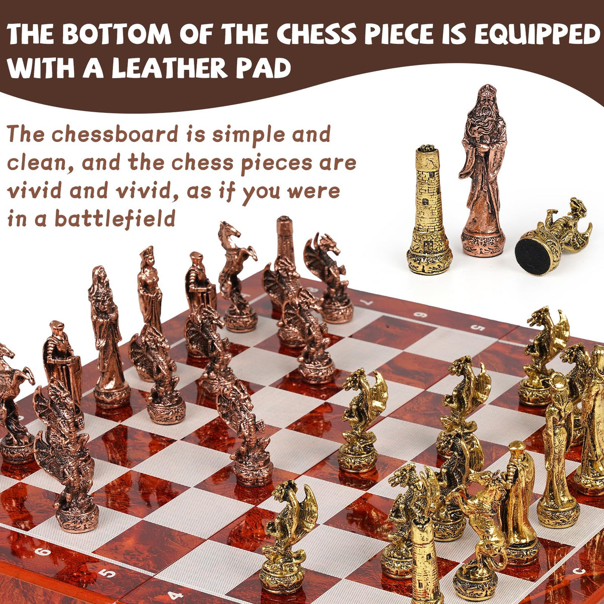 Vintage Metal Chess Set – 15" Wooden Board, Collectible Staunton Pieces